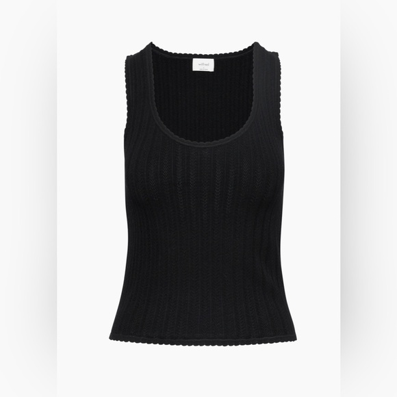 NWT Aritzia Wilfred Watson Top in Black Size Small Pointelle-knit scoopneck top - Picture 7 of 13
